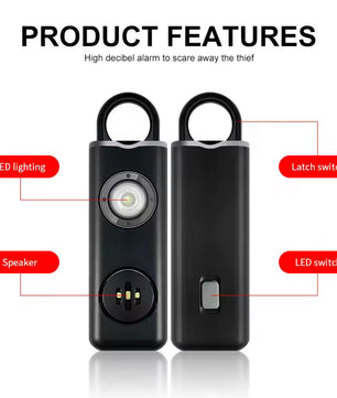 130dB Veiligheidsalarm Sleutelhanger met LED & USB-oplaadfunctie