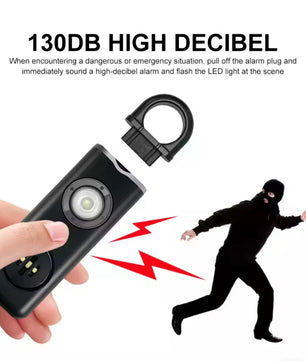 130dB Veiligheidsalarm Sleutelhanger met LED & USB-oplaadfunctie