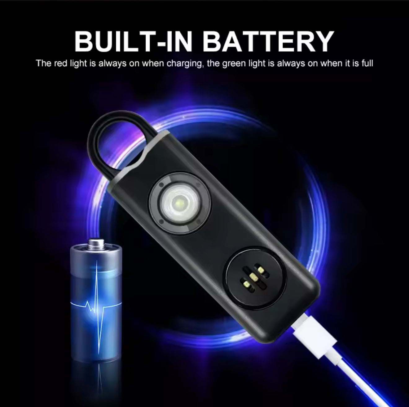 130dB Veiligheidsalarm Sleutelhanger met LED & USB-oplaadfunctie