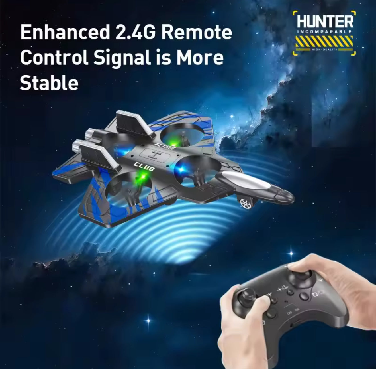Jet Fighter RC Drone met Afstandsbediening – LED Verlichting & 360° Stunts