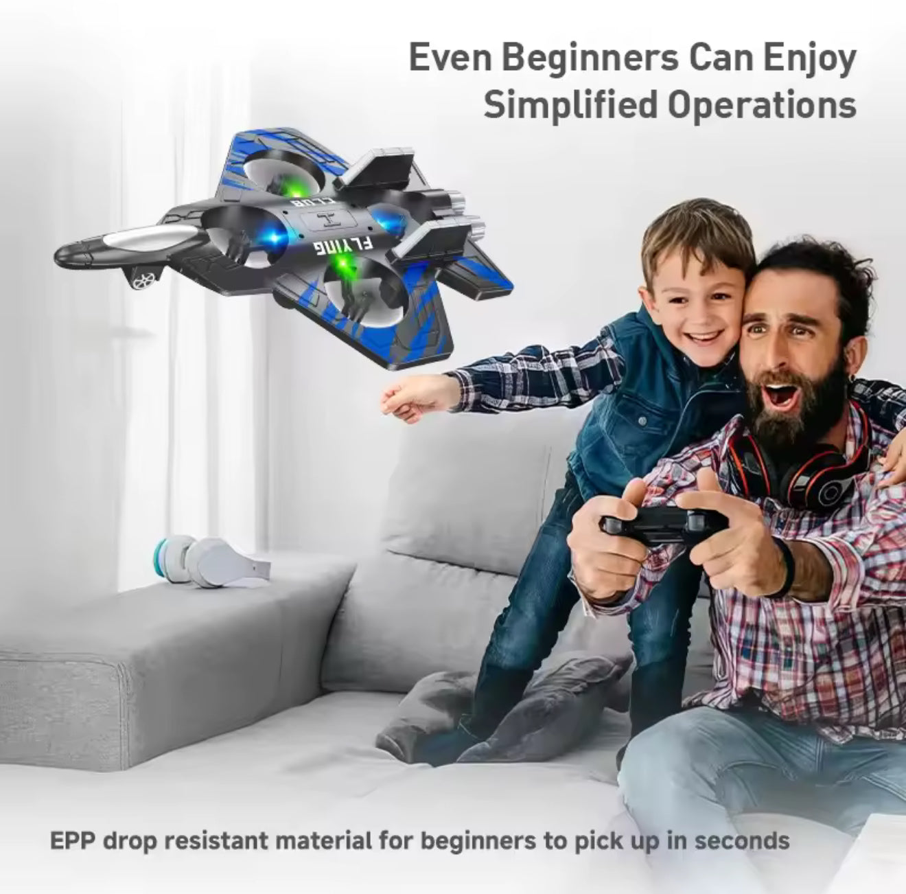 Jet Fighter RC Drone met Afstandsbediening – LED Verlichting & 360° Stunts