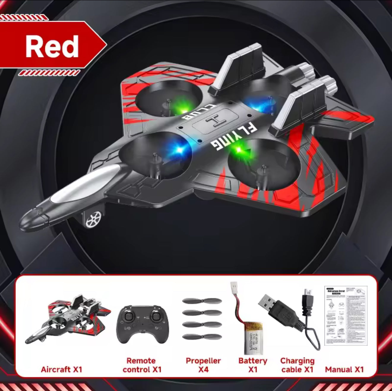 Jet Fighter RC Drone met Afstandsbediening – LED Verlichting & 360° Stunts